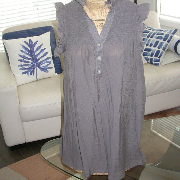 Taupe Ruffled and Smocked Cover-up - Picture 5 of 8